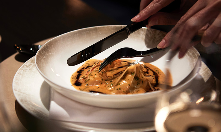 Lobster Ravioli with Chives and Ginger Emulsion