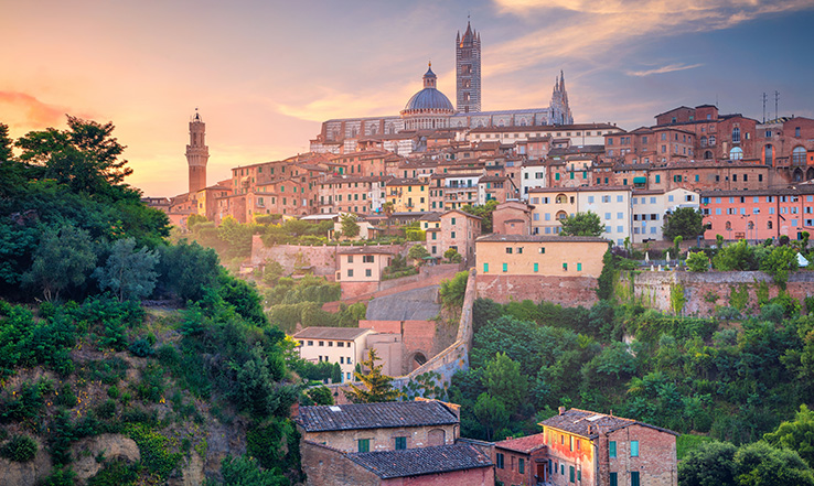 The medieval city of Siena, Italy.