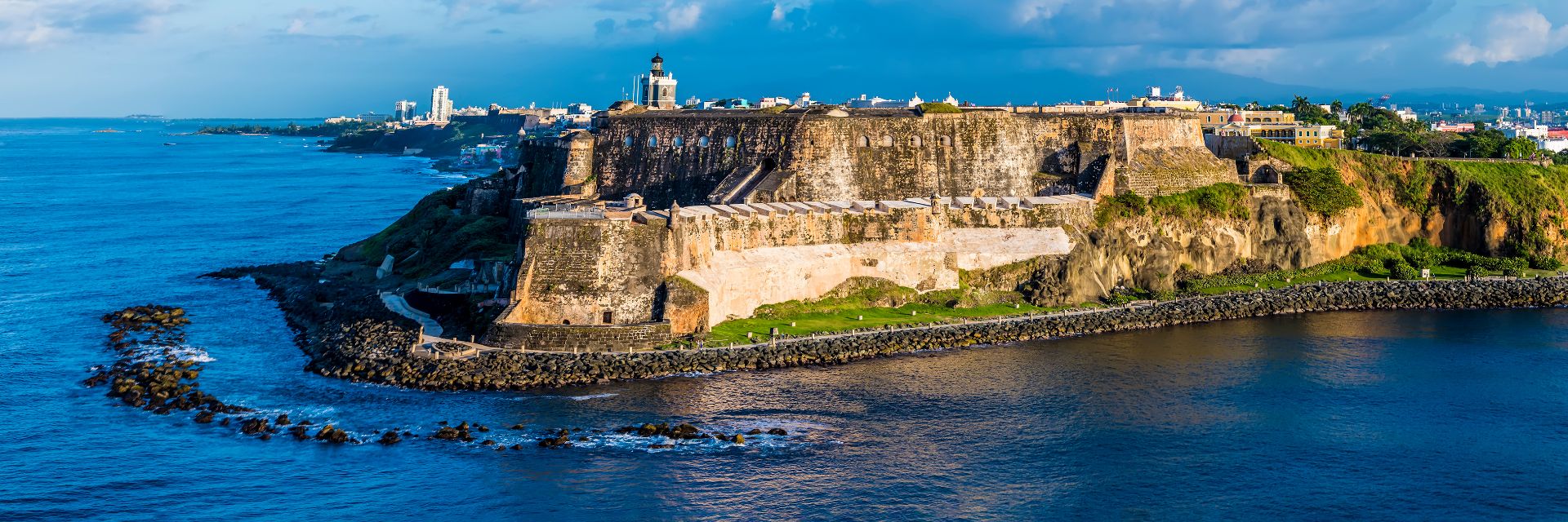 An old fort sits oceanfront in San Juan.