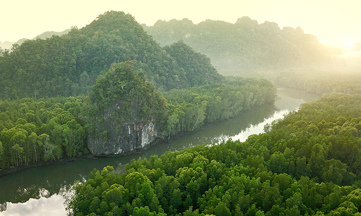 Sunrise in Langkawi, an archipelago of 99 islands off the coast of Malaysia.