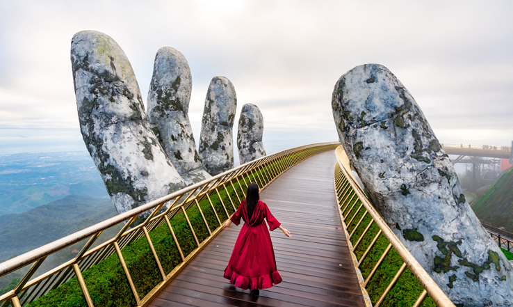 Golden Bridge in Ba Na hills in Danang, Vietnam.