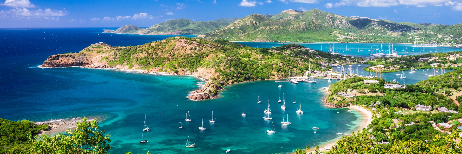 Deep blue skies overlook a harbor