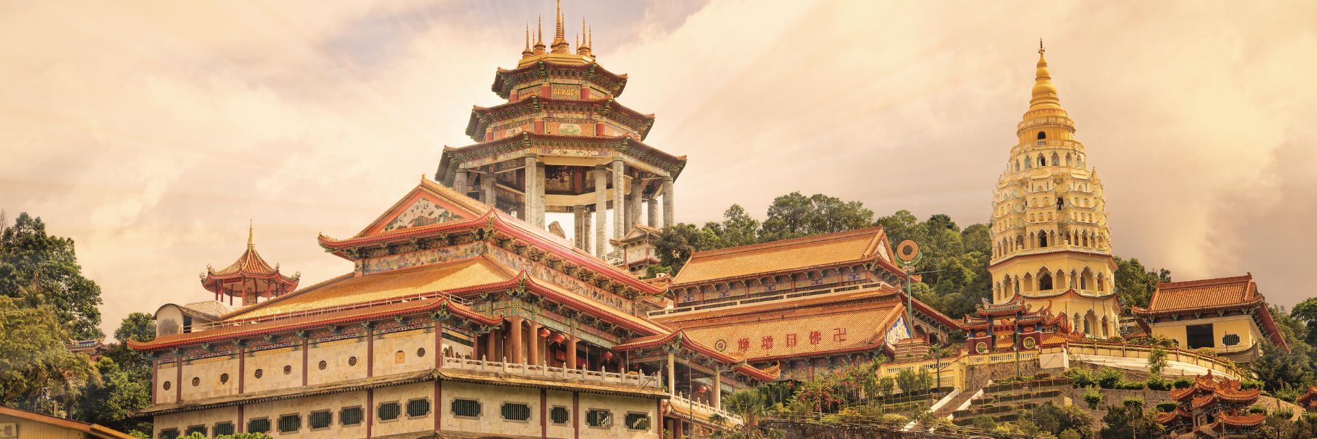  Temple with mountain and trees in background