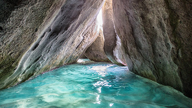 Water in an underground tunnel cave, 
