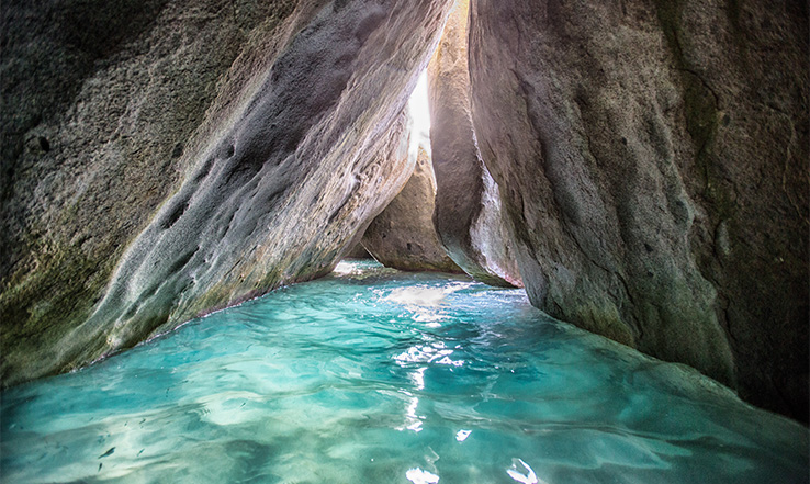 Water in an underground tunnel cave, 