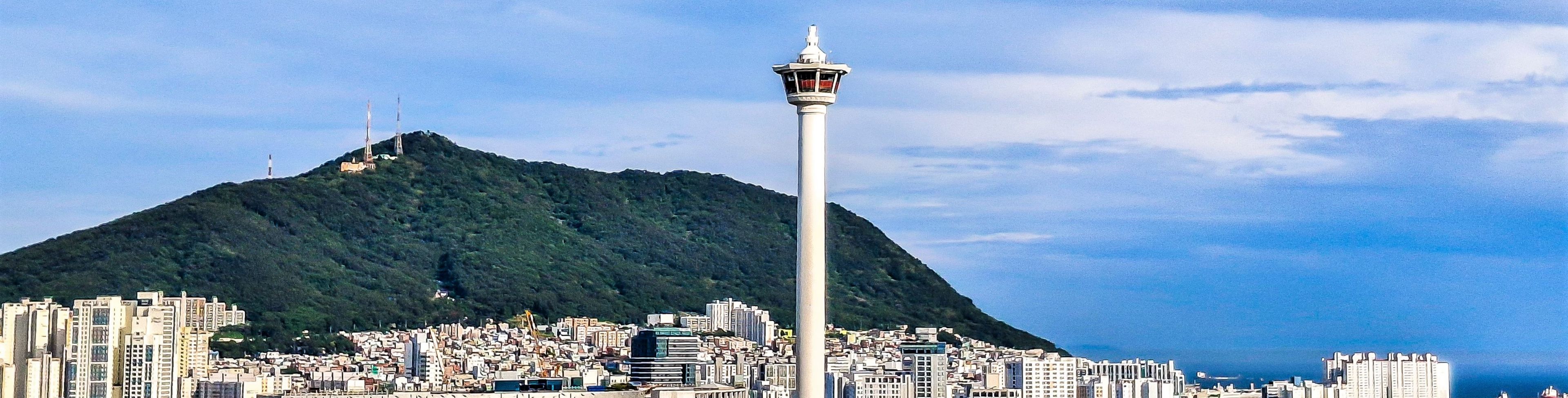 Aerial view of Busan city. 