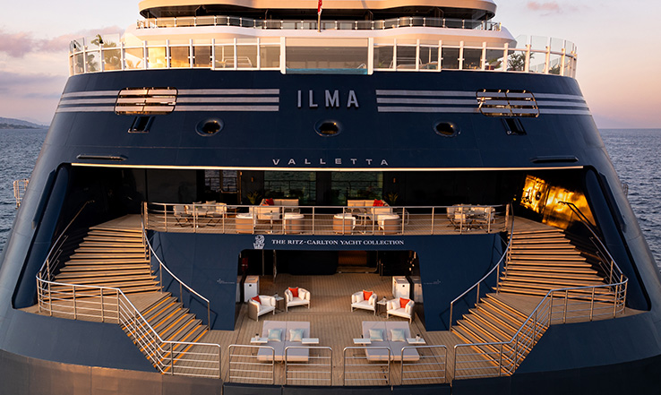Back deck of a large yacht. 