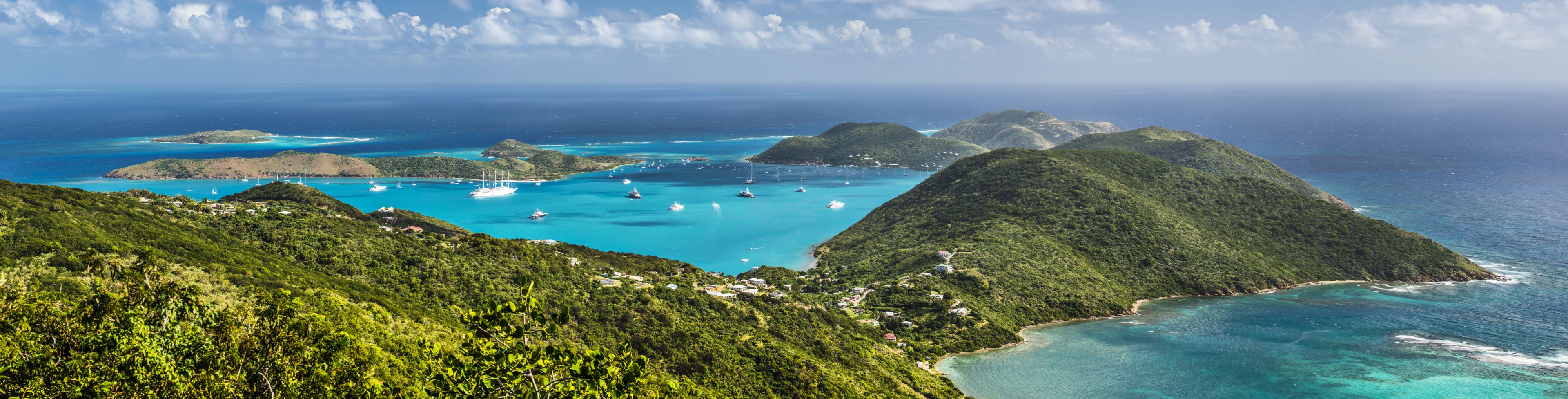 Island surrounded by water. 