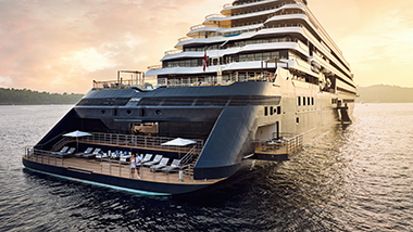 Back of yacht on the ocean. 