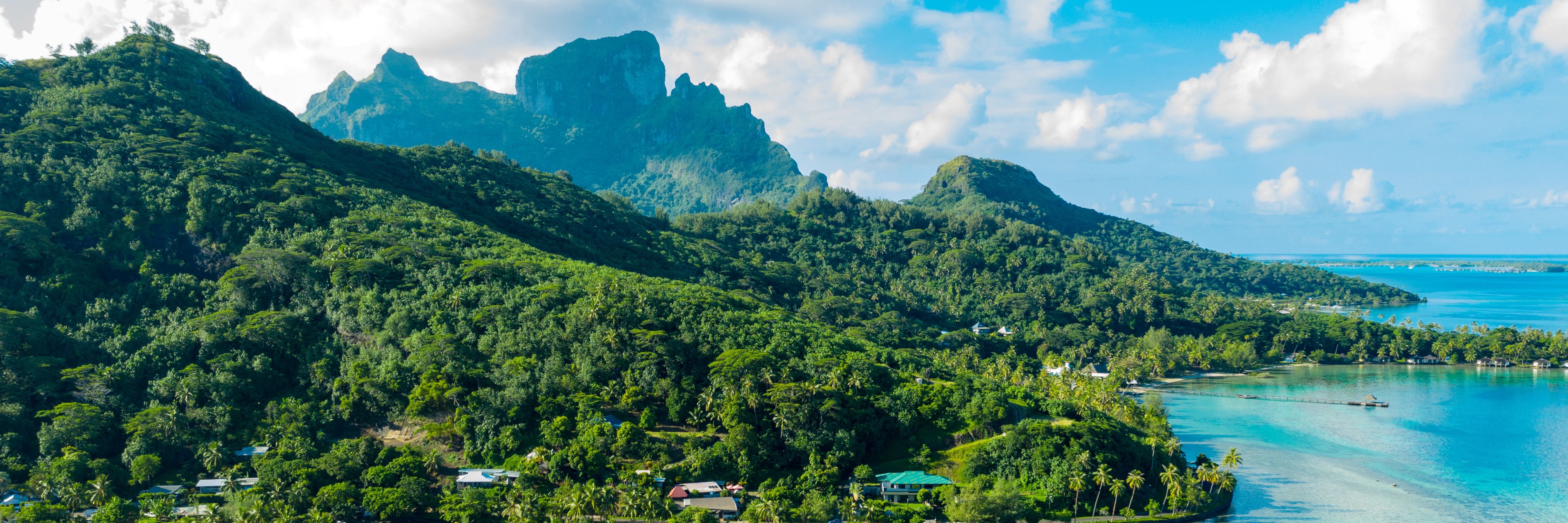 Aerial view of Bora Bora. 
