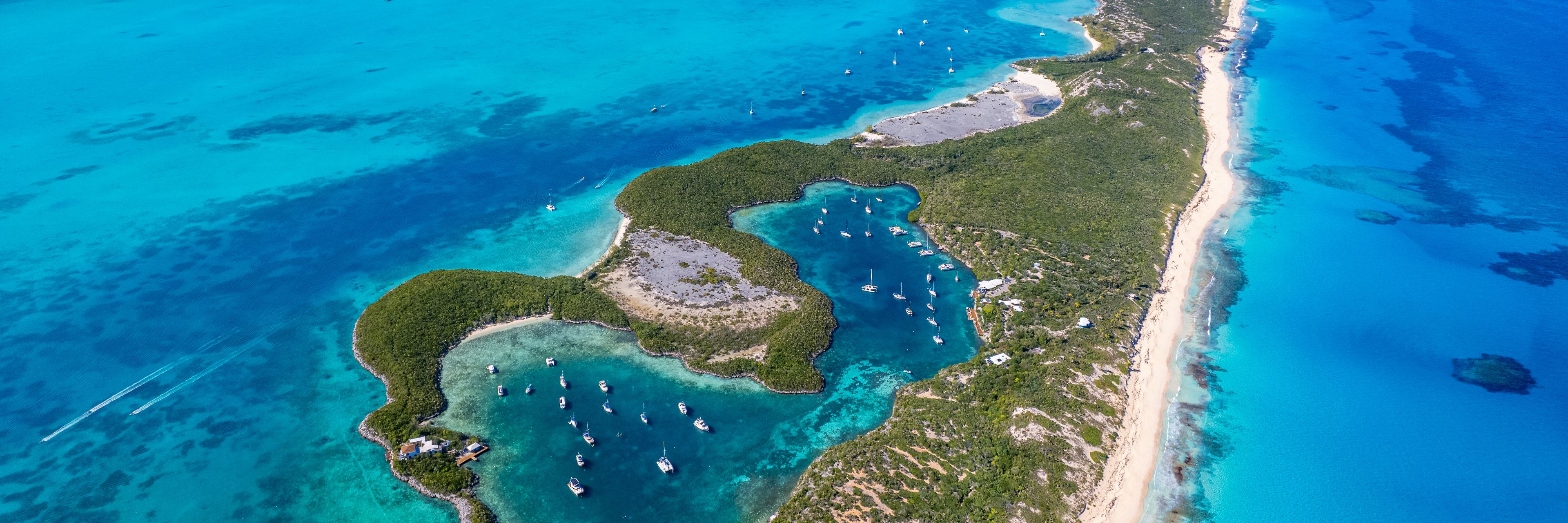 Aerial view of Bahamas. 