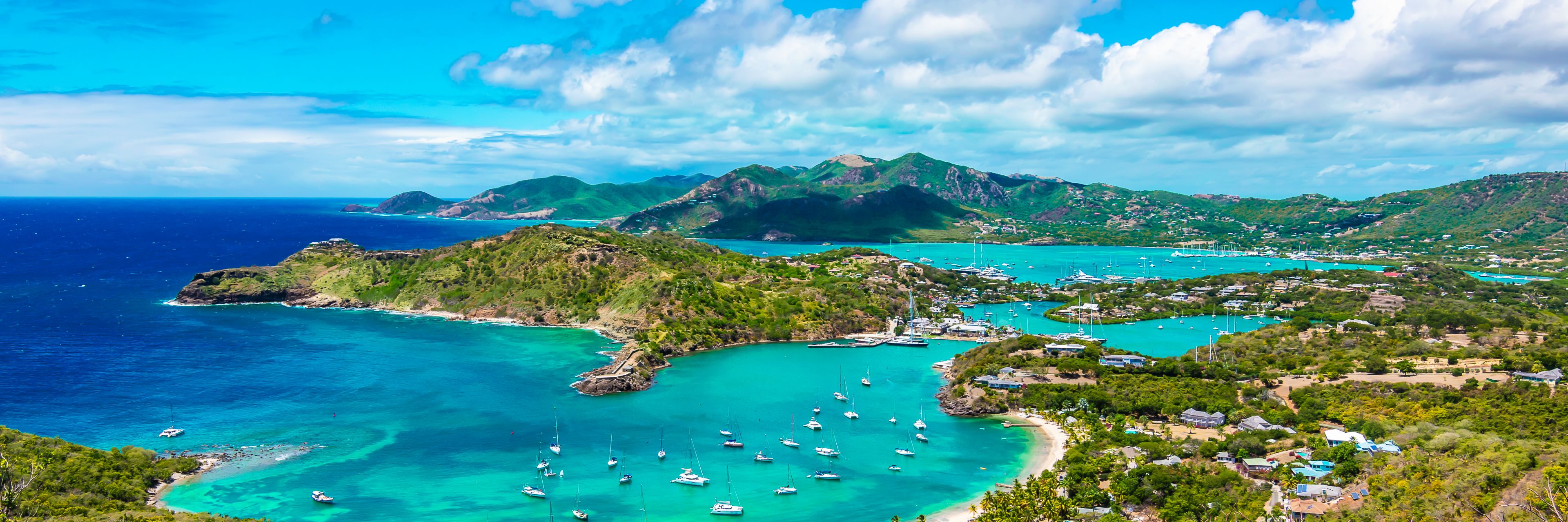 Aerial view of island. 