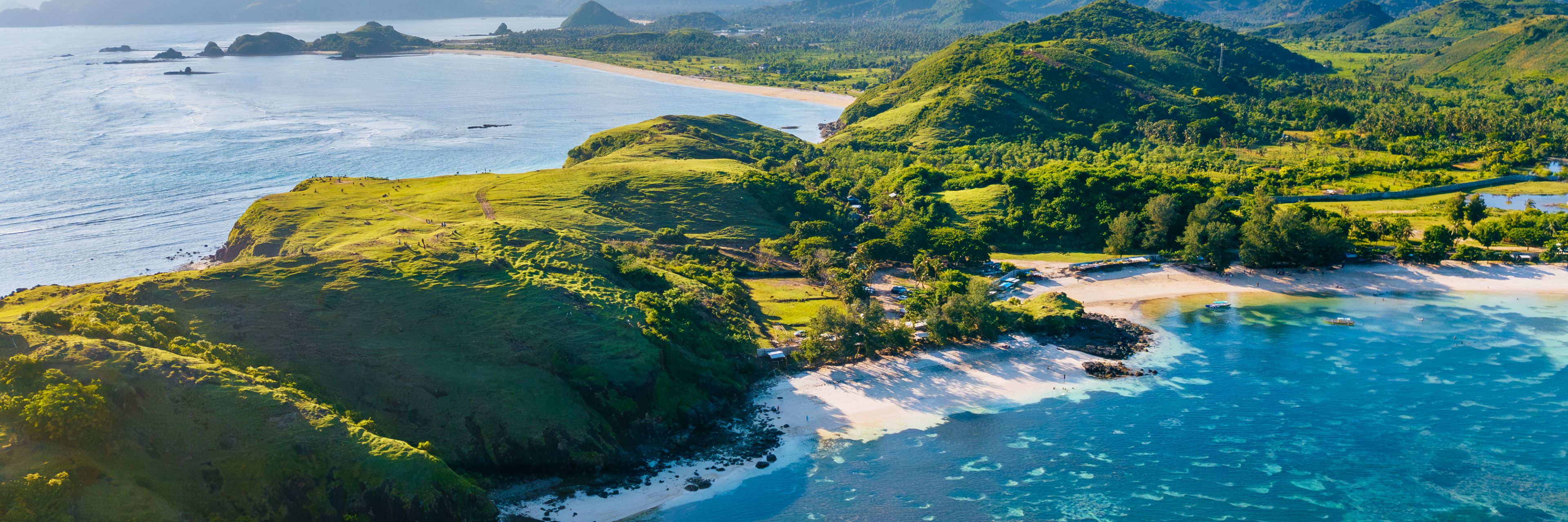 Aerial view of island. 