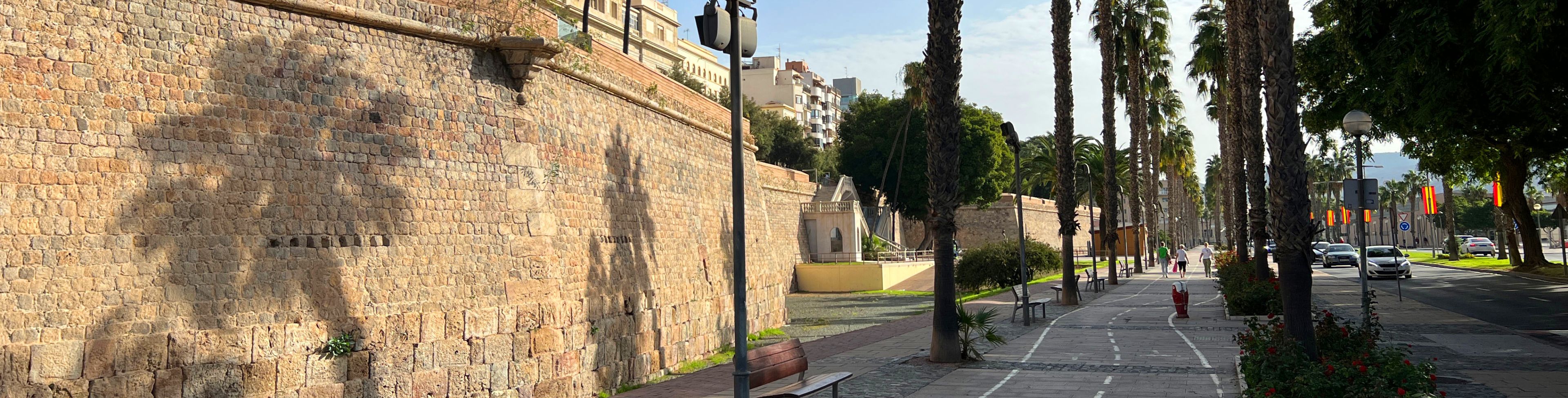 Empty street and walkway.