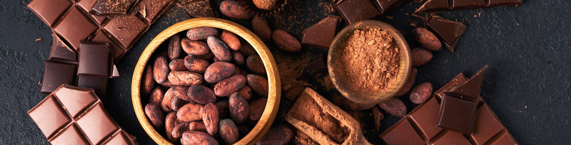 Various types of chocolate on a table and in a bowl. 