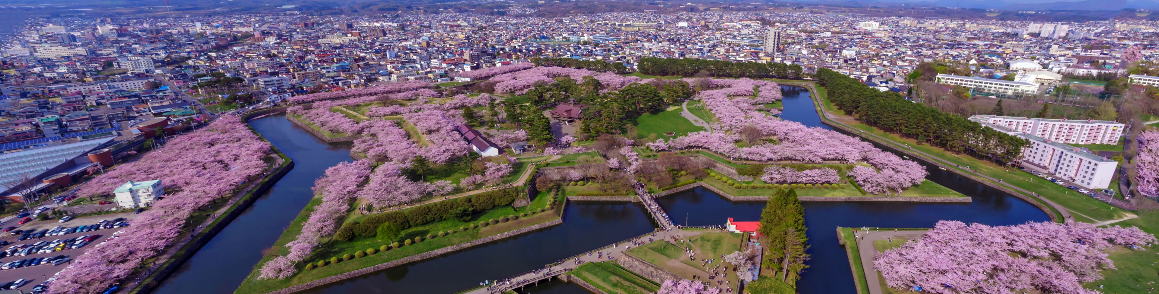Grounds and sidewalks with water in between, shaped in heart-shaped. 