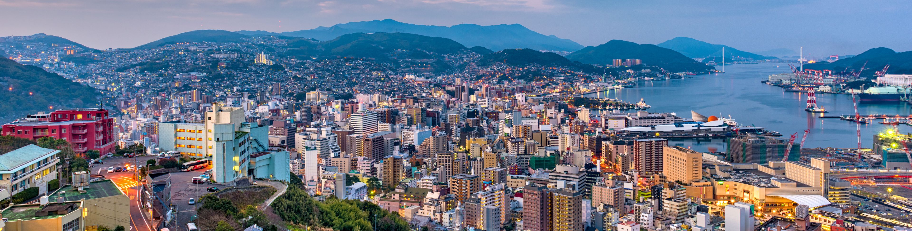 Aerial view of Sasebo city. 