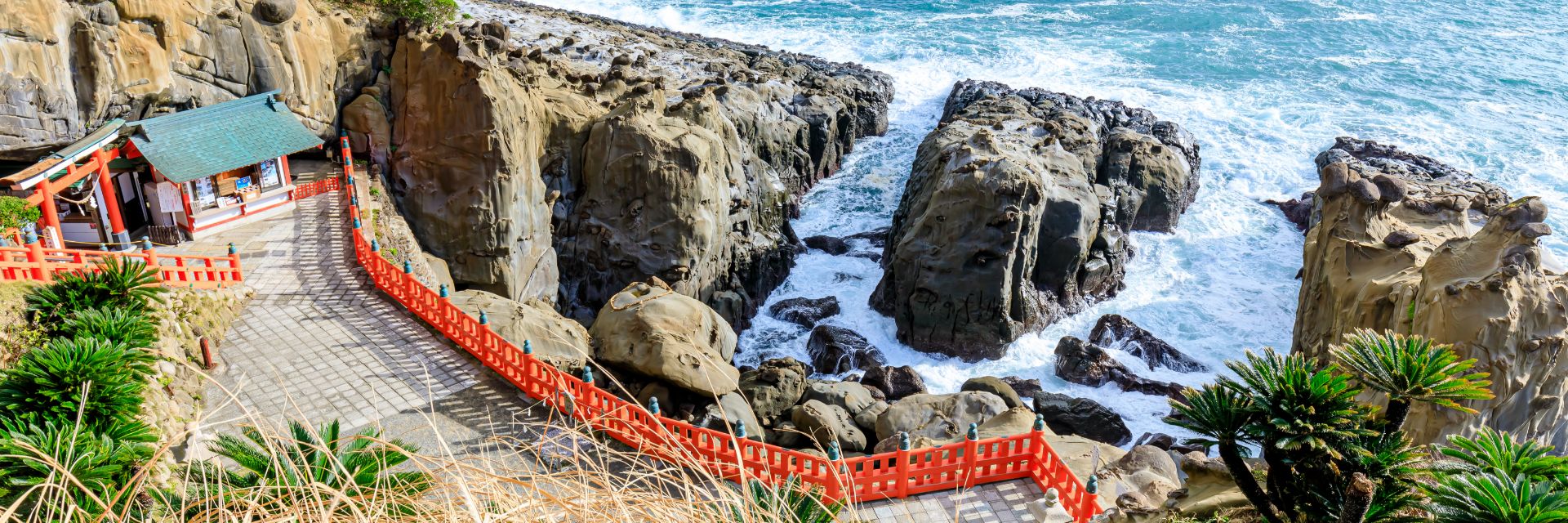 Hilltop view of ocean outlook area.