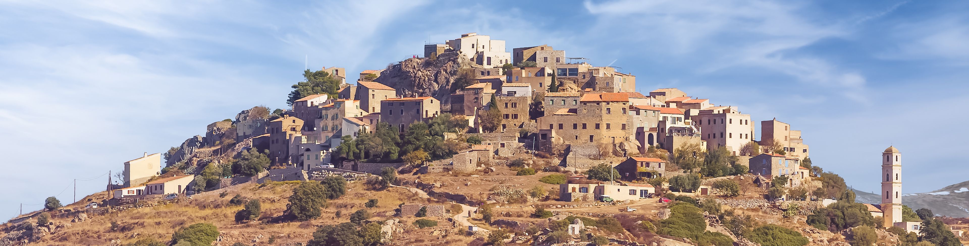 City built on a mountain on the island.  