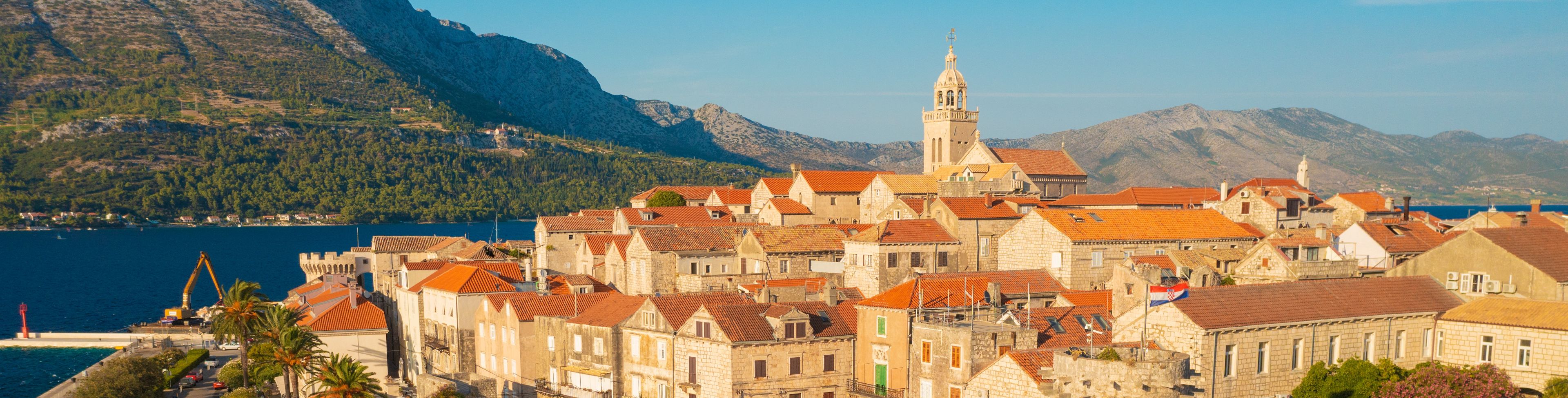 Aerial view of Korcula City.