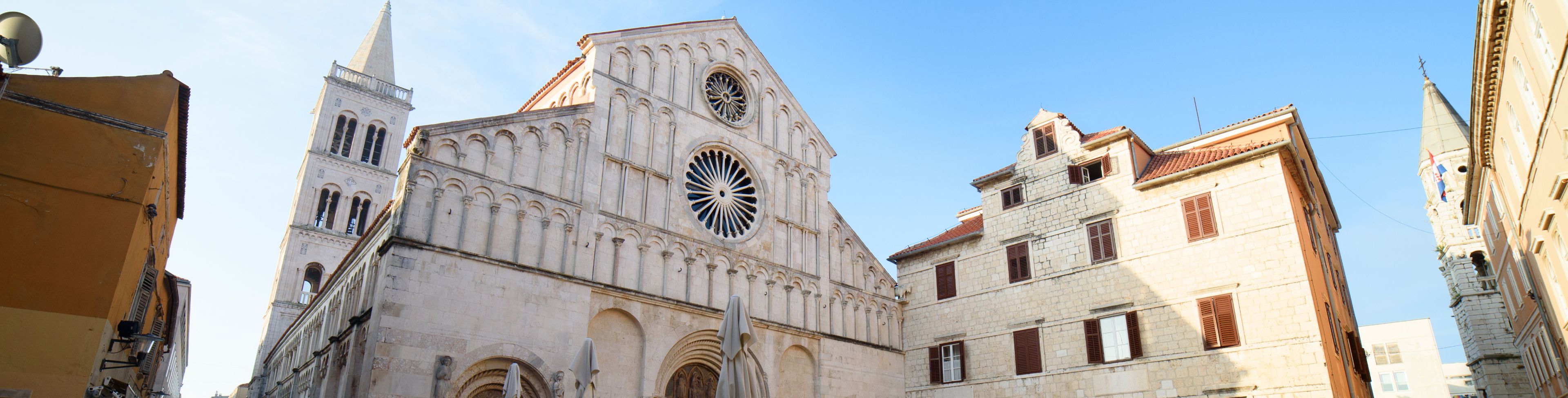 Street view of old buildings.