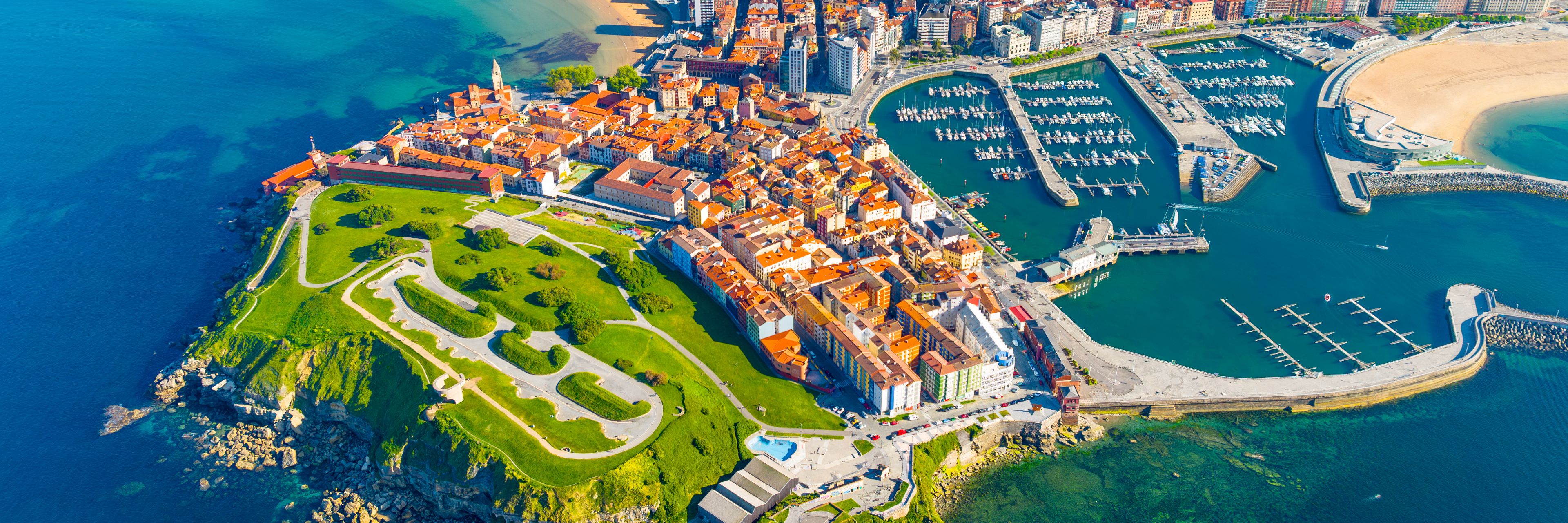 Aerial view of Gijon, Spain.