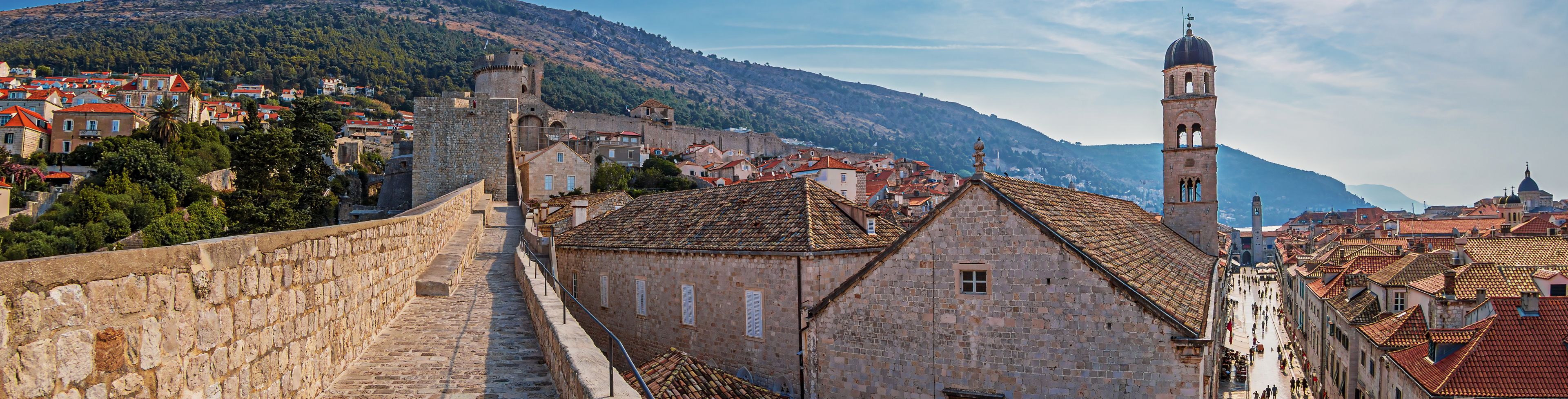Stone path overlooking the city.