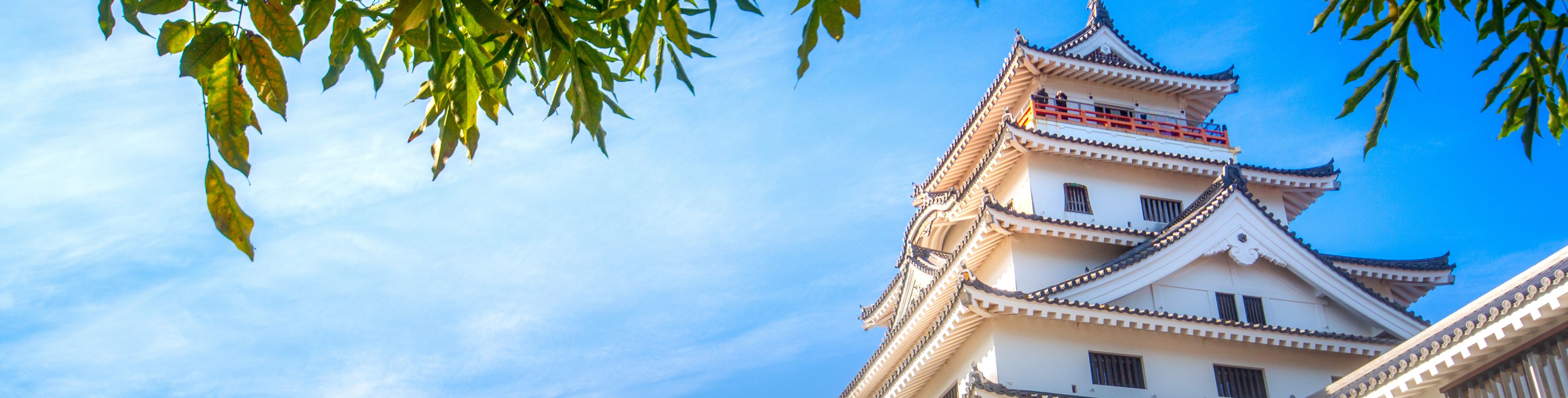 Street view of a temple and the sky.