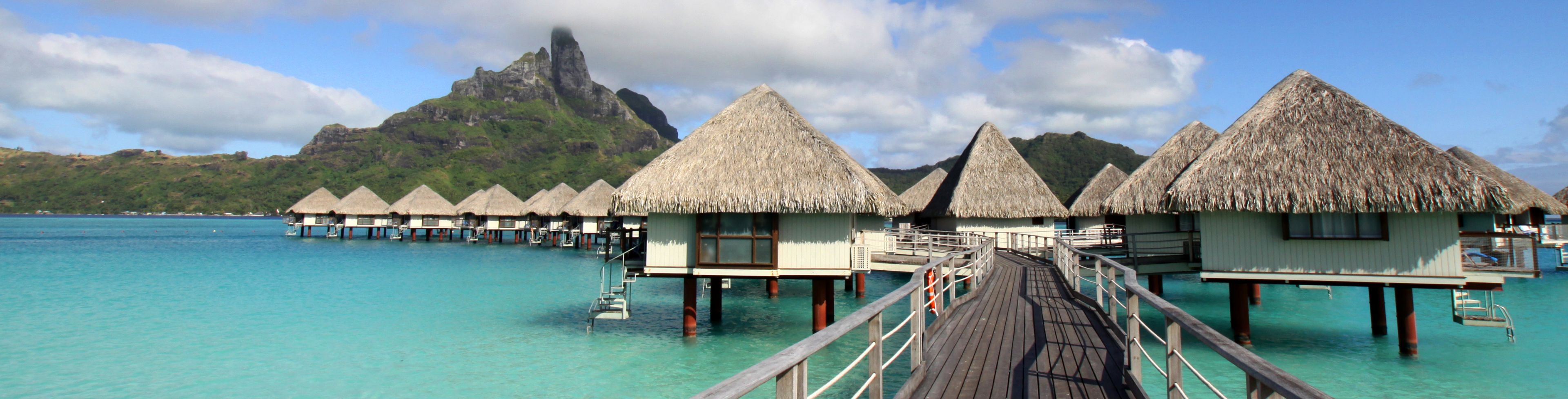 Bora Bora Resort huts on top of the water.