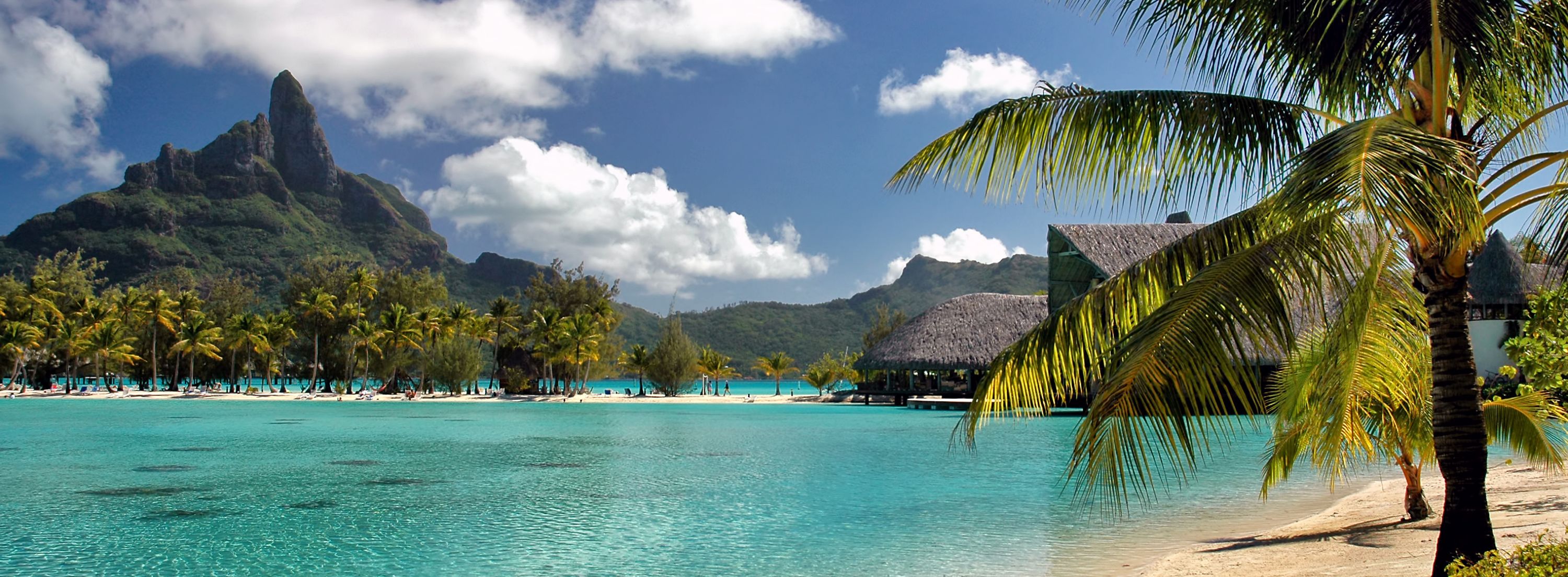 Bora Bora hut and island.