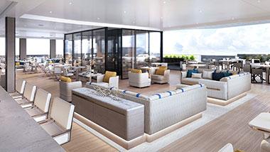 A lounge on board The Ritz-Carlton Yacht Collection yacht.